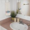 Half bath makes for convenience when a guest is sleeping on the sofa bed.